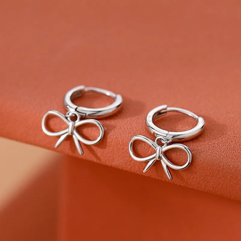 Minimalist Fashion Bowknot Hoop Earrings for Women 2025 Cute  Sweet New Fashion Girls Earring Jewelry Gifts