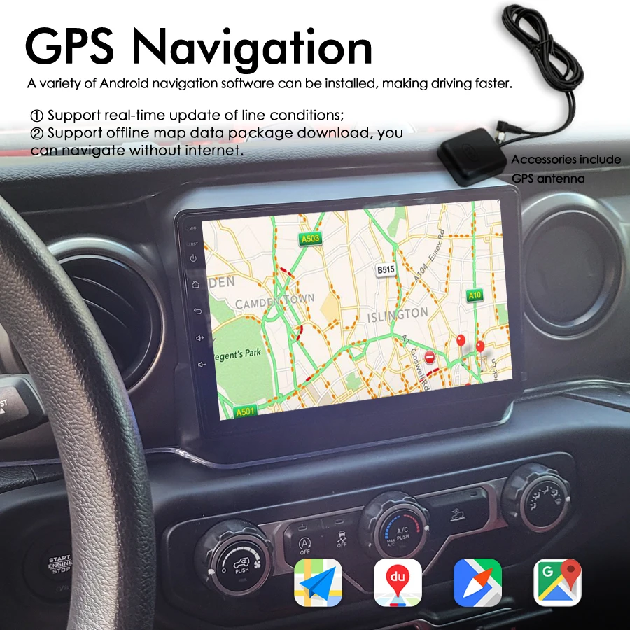 Android 14 AI voz Radio de coche navegación GPS para Jeep Wrangler 4 JL 2018 2019 reproductor de vídeo Multimedia unidad principal estéreo CarPlay 5