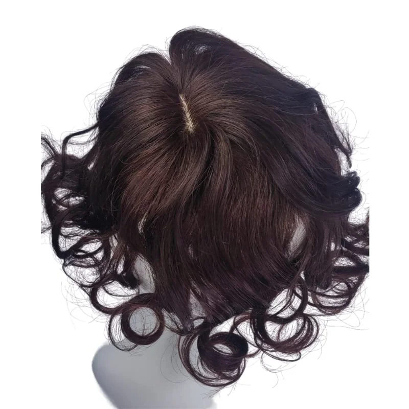 

Curly Wavy Human Hair Clip-on Conical with Side Bangs Hair Tassel Women's Wig Hairpiece