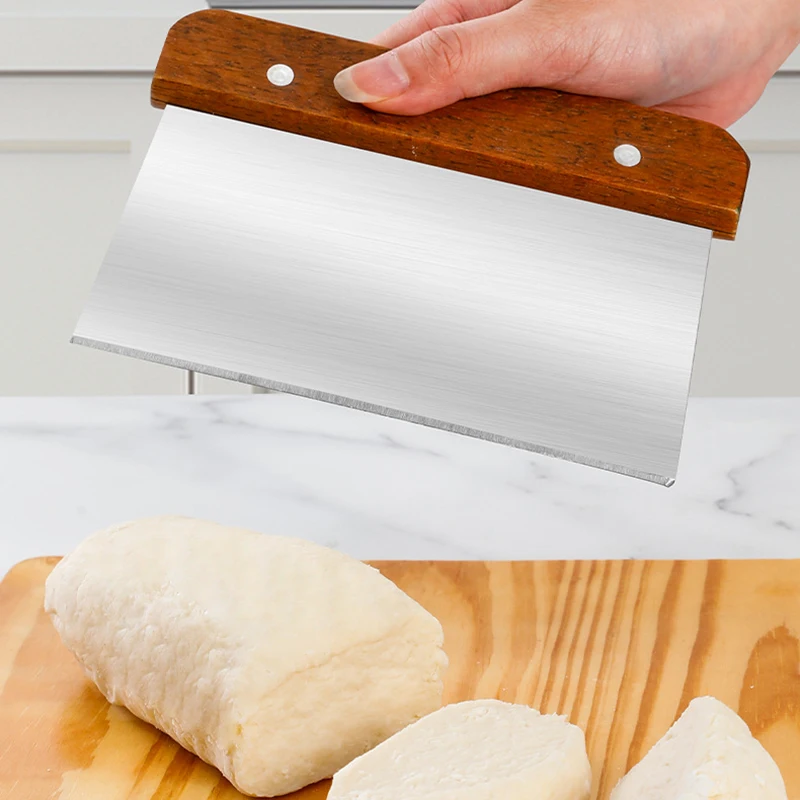 Stainless Steel Wooden handle Dough Cutting Knife Baking Cake cream Scraper Cooking Dough Baking Accessories Pastry Cutters