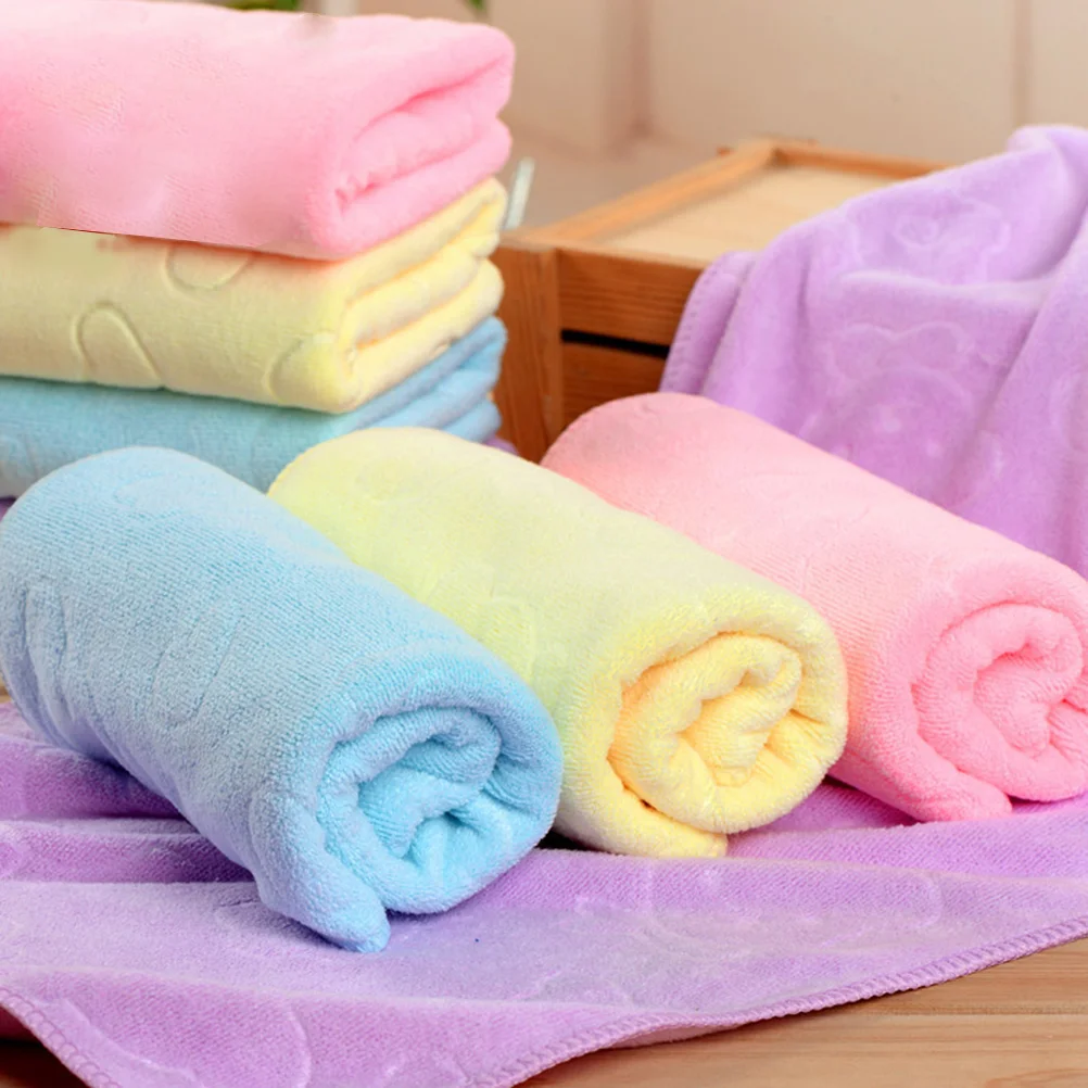 

4pcs Microfiber Hand Towel Quick-Dry Embossed Face Towel Light Weight 400 Grams(Light Blue, Light Yellow, Light Pink and Light