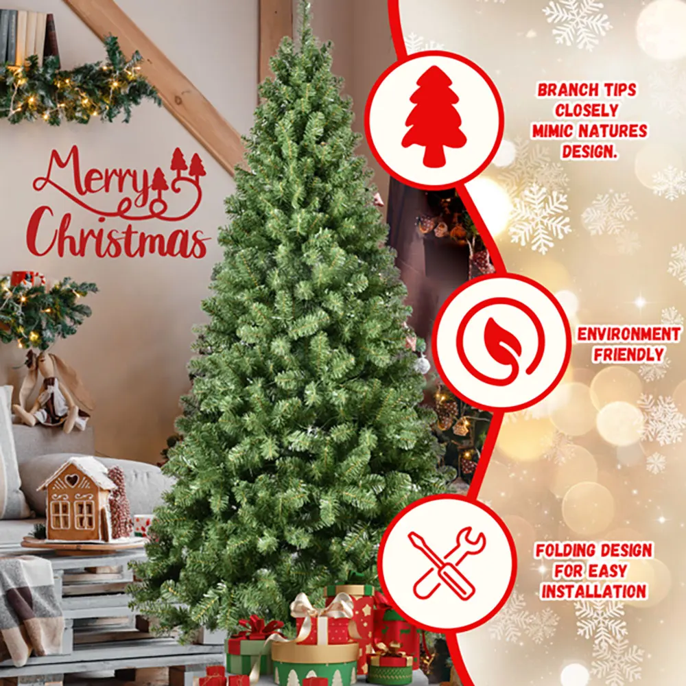 5FT Artificial Christmas Tree with LED Lights – 551 PVC Branch Tips, Foldable Metal Stand, Indoor Holiday Decoration