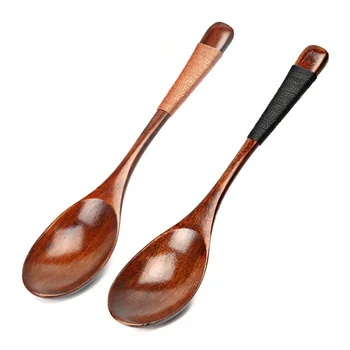 2 pezzi cucchiaio di legno per bambini cucchiaio da dessert per riso piccolo cucchiaino da caffè in legno lungo cucchiaini da zuppa Ramen posate giapponesi stoviglie da cucina 1