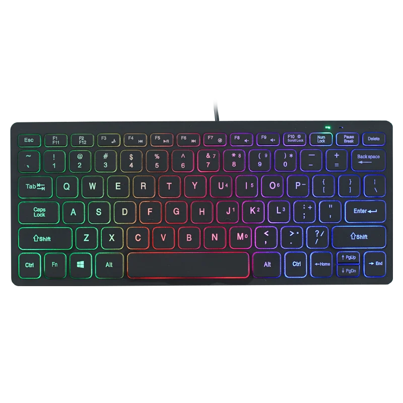 Ultra-Thin RGB Backlit 75% Compact Wired Keyboard - Lightweight 220g with Num Lock