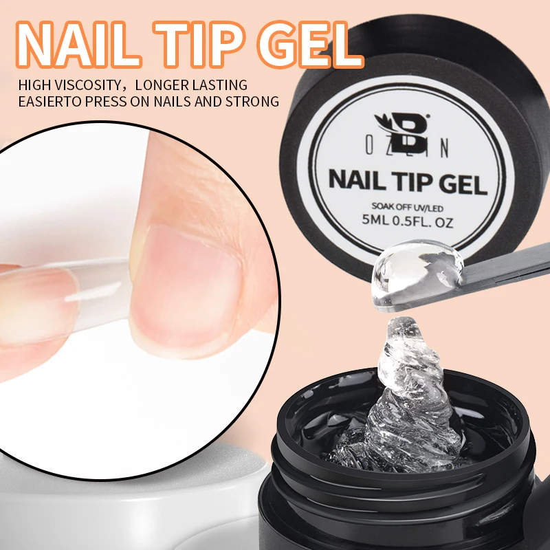 

BOLZIN Solid Nail Tips Gel 5ml Transparent Function Gel Soak Off UV LED Nail Art Gel Varnish Rhinestone Gel Nail Extension Gel