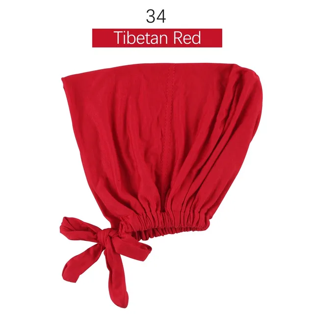 Muslim Women Elastic Tie Back Inner Hijab Caps Cotton Jersey Stretch Underscarf Modal Bonnet Headwrap Turbante Mujer 34