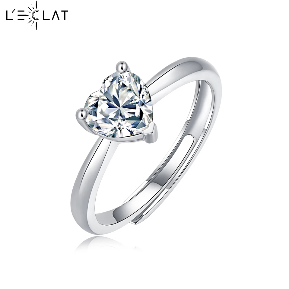 

LECLAT GRA 1 Carat Heart Cut Moissanite Engagement Ring for Women 925 Sterling Silver Wedding Plated Heart Diamond Band Jewlery