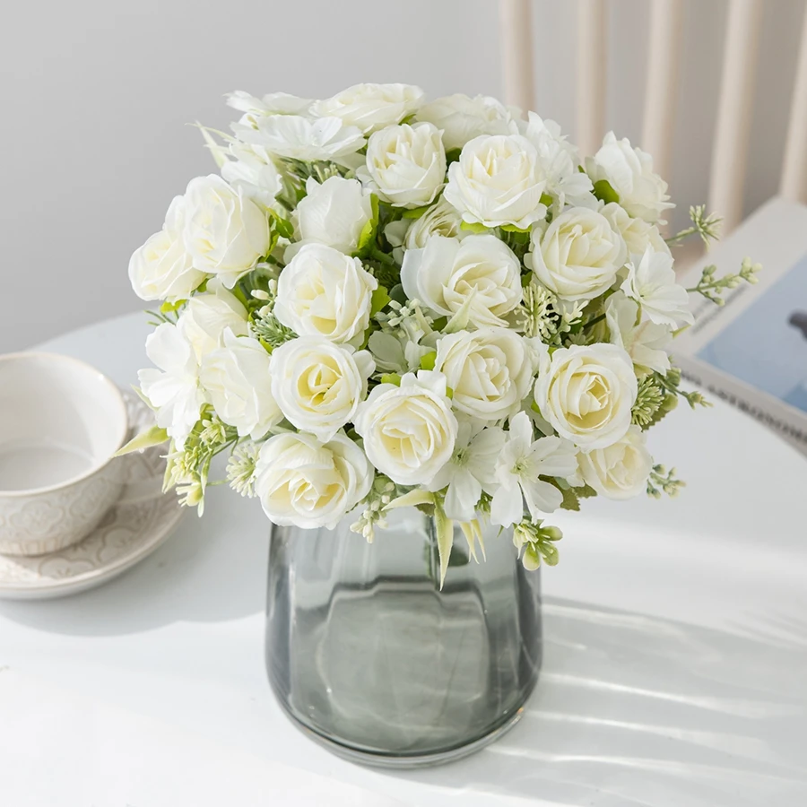 Künstliche Blumen, Seidenrosen, Hochzeitskranz, Zuhause, Zimmer, Tisch, Festival, Dekoration, Brautsträuße, Outdoor, Hof, Garten, DIY-Geschenke, Bonsai – Detail 3