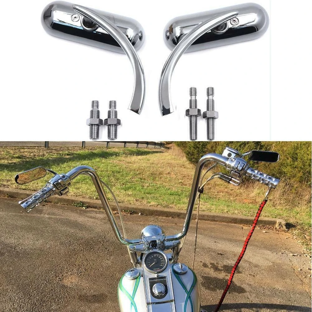 2 Pcs Motorcycle Mirrors Kit With Clockwise Threaded Bolt Compatible