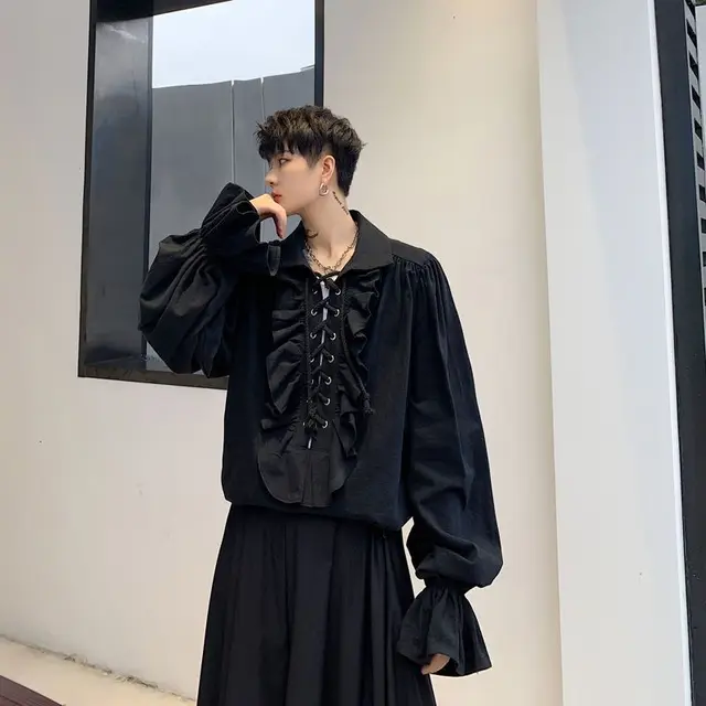 Flare Sleeves Ruffles V-neck Tops 1