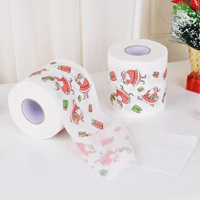 1 Roll Home Decoration Merry Xmas Toilet Paper Christmas Pattern Series Printed Disposable Toilet Paper For Party disposable toilet paper