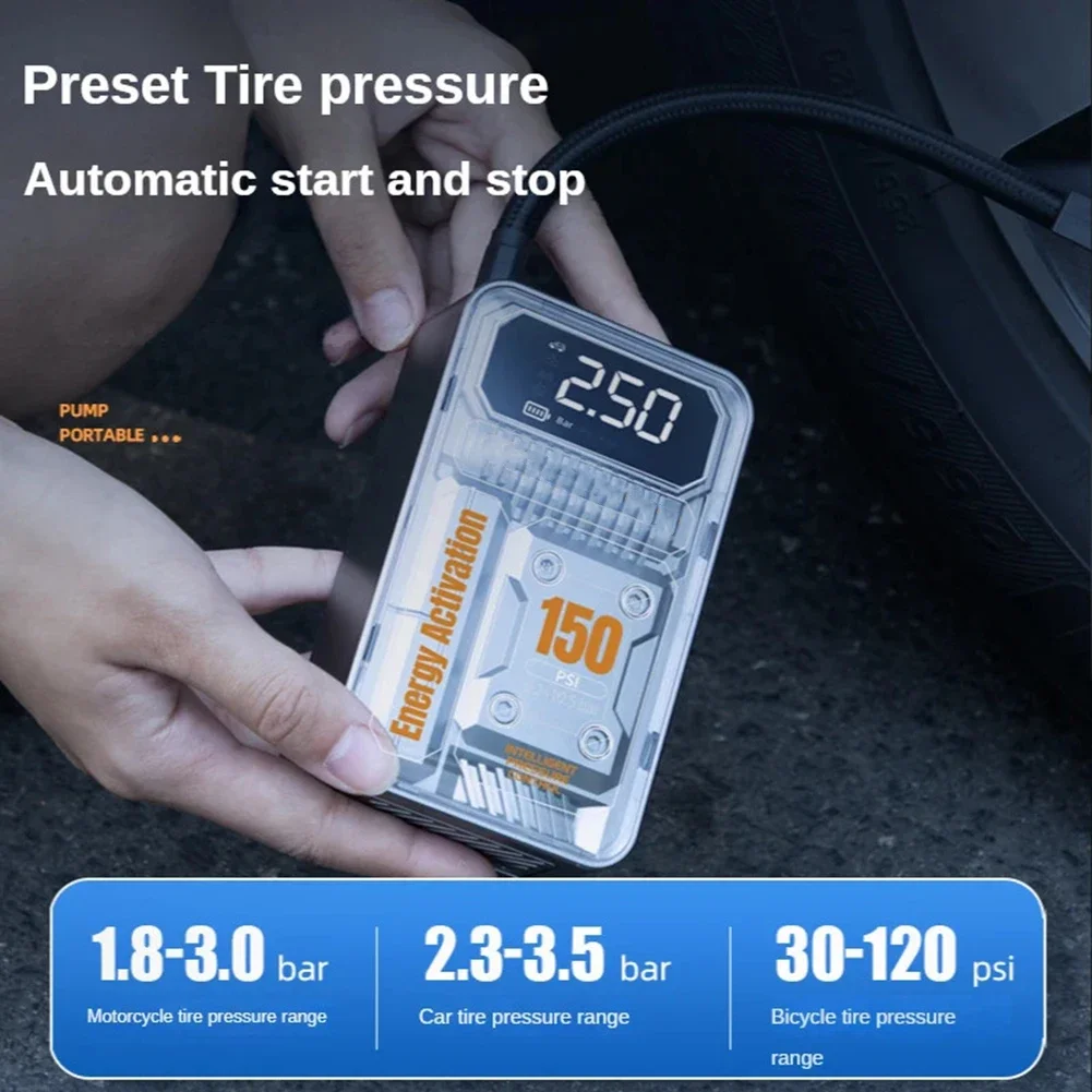 USB Air Compressor Pump Wireless Car Electric Tire Inflator For Motocycle Bicycles Ball Portable Digital Tyre Inflator