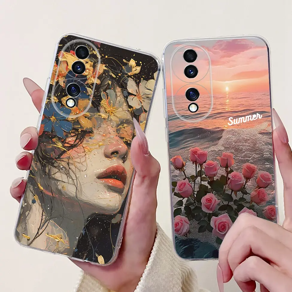 Clear Aesthetic Cute Cat & Flowers Soft Phone Case - Fashionable and Fun Design