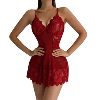 Chemise de nuit courte en dentelle pour femme, ensemble de lingerie sexy, sous-vêtements à bretelles, robe mince, costume de lolita, vêtements de nuit 6