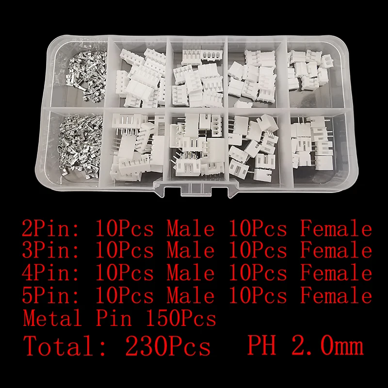 JST PH XH Terminals Kit 230Pcs/Box 2/3/4/5 Pin