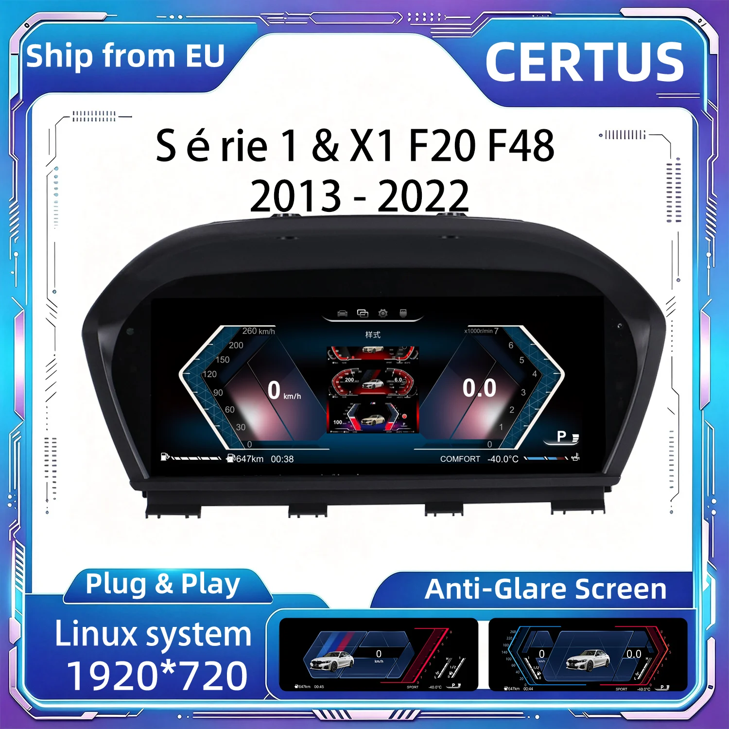 Panel de Instrumentos LCD, Cabina Virtual para BMW Serie 1 y 2, X1, X2, F20, F22, F48, F49, 2013-2022, Pantalla Digital con Velocímetro 1