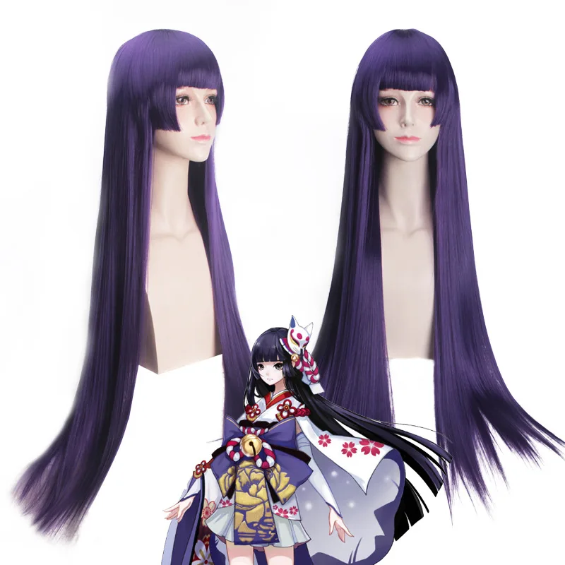 

Anime 100CM Onmyoji Long Straight Cosplay Wigs Bangs Hair Halloween Costume Party Wigs For Women