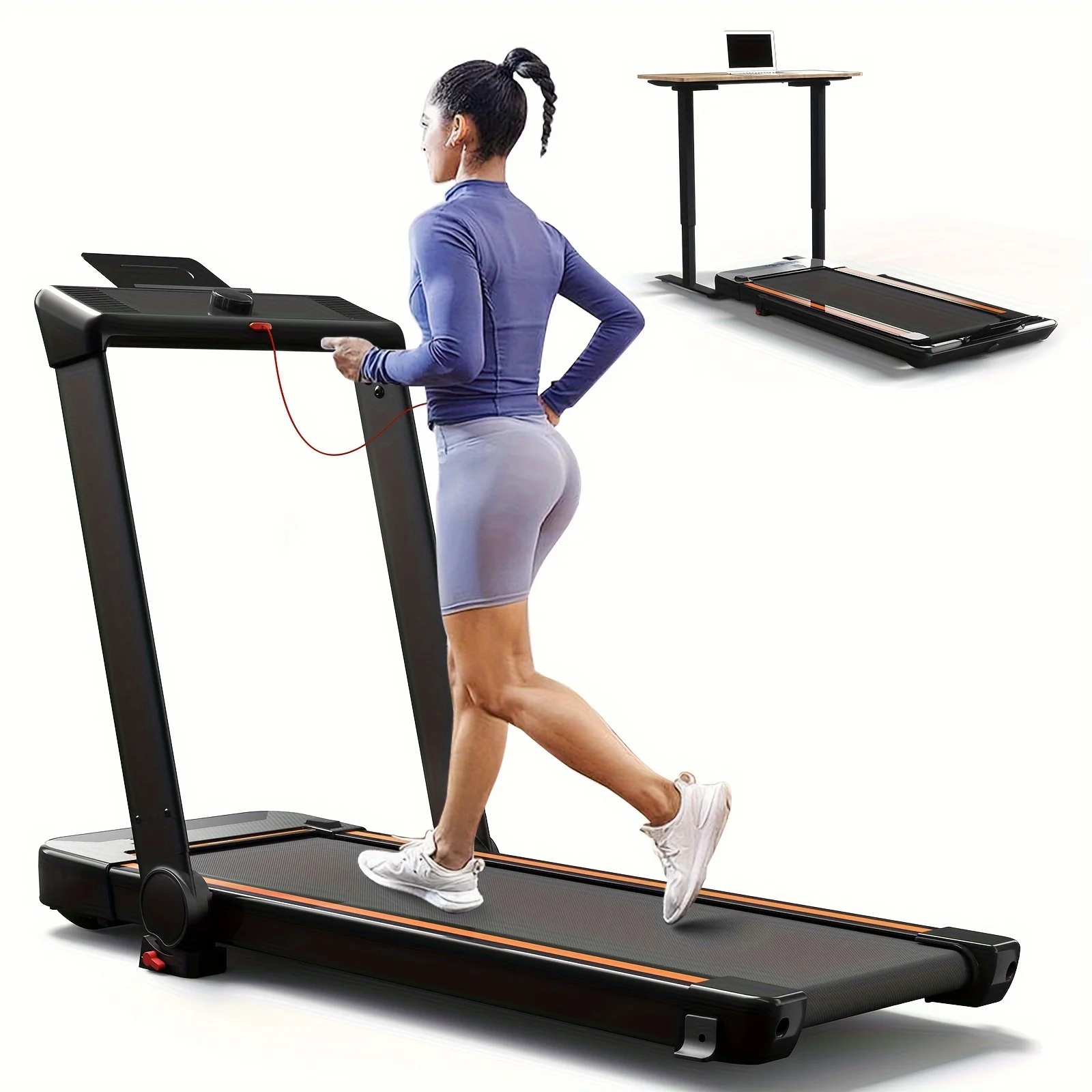 

1pc 3-in-1 Space-Saving Treadmill - Foldable Running Machine with Walking, Jogging Training Modes - Ideal for Home & Office Fitn