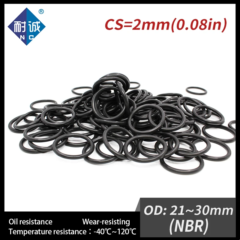 

20 PCS / Lot Nitrile Rubber Black NBR 70A Thickness CS 2mm OD 21/22/23/24/25/26/27/28/29/30*2mm O Ring Gasket Oil Resistant