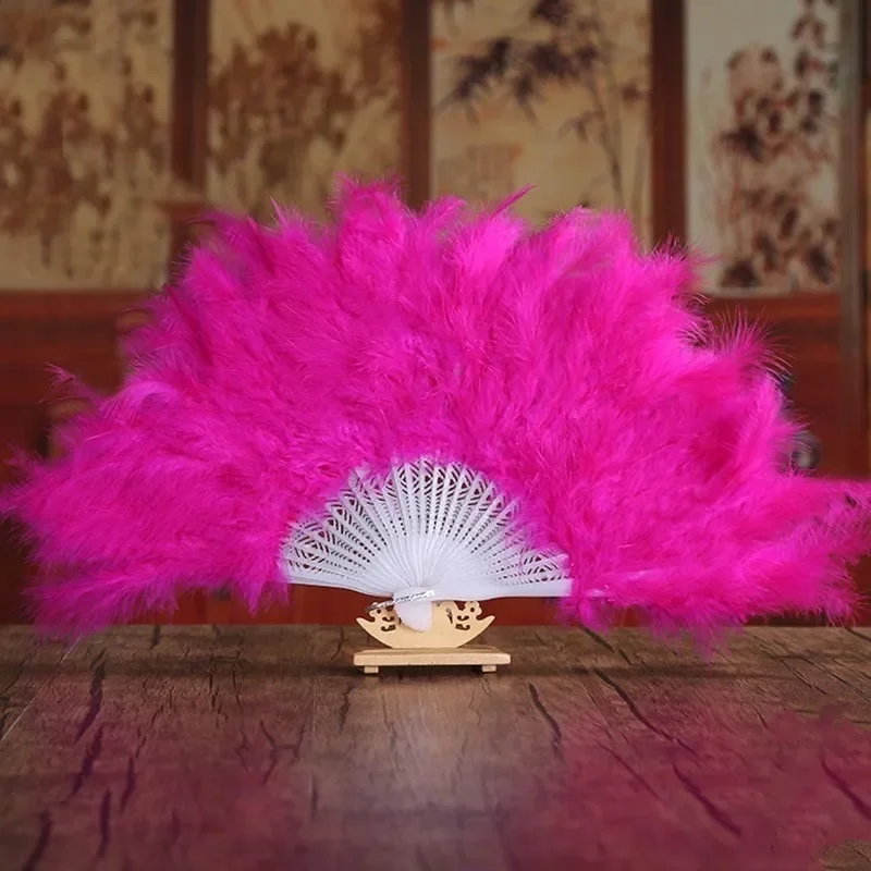 Soft Fluffy Lady Burlesque Wedding Hand Fancy Dress Costume Dance Feather Portable Fan Chinese Decoration for Weddings