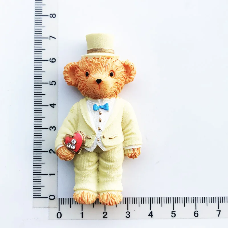

Creative Cute Bear Fridge Magnet Cultural Landscape Resin Message Stickers Tourism Souvenir Decoration Crafts