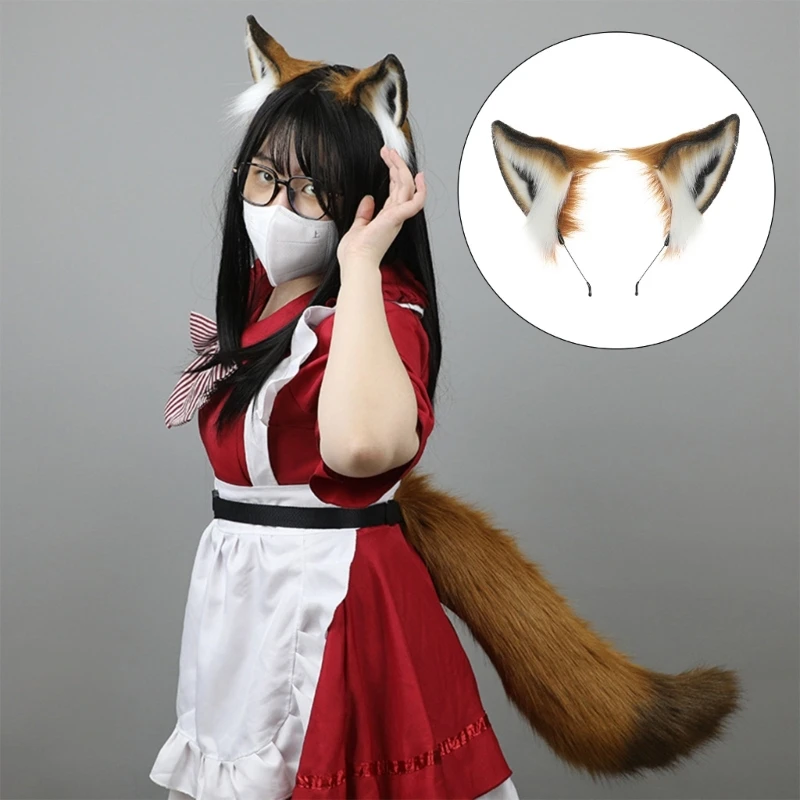 Furry Foxes Ears Cats Girls Cosplays Hair Accessories Cute Plush Animal Ear Headwear Long Fur Animal Role Playing