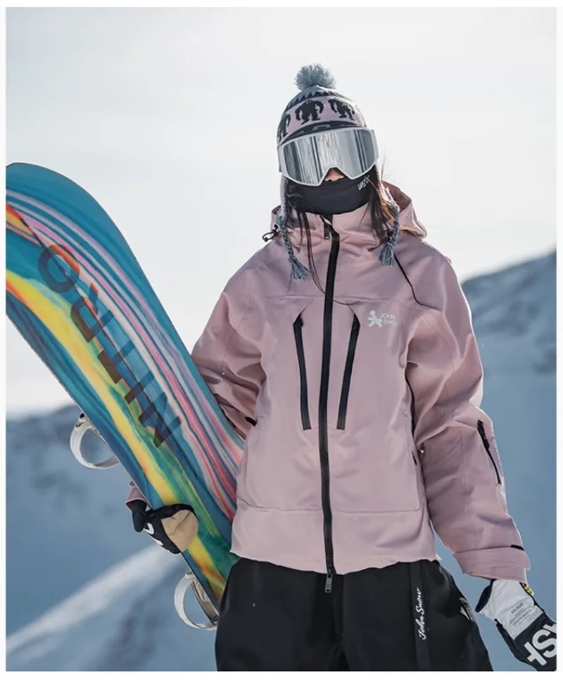 John Snow Men and Women's Winter Waterproof Warm Ski Jacket Professional Breathable Mountaineering Jacket Outdoor Snow Coat