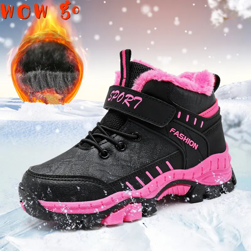 

Children Girls Boys Shoes Non-slip Paw Winter Warm Fur Snow Boots Waterproof Sneakers Kids Outdoor Footwear Padded Boot Rubber