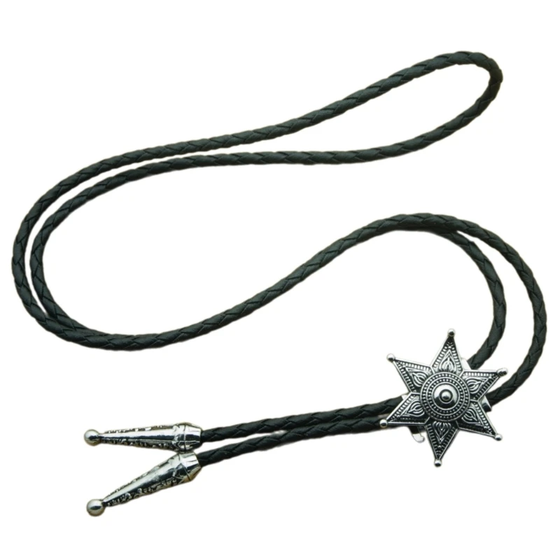 

Adjust Length Bolotie Popular Male Female Dance Necktie Evening Party Costume Relief Hexagram Pendant Pendant Necktie