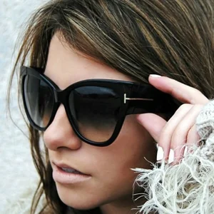 Женские солнцезащитные очки кошачий глаз, черные солнцезащитные очки большого размера с градиентом, 2023