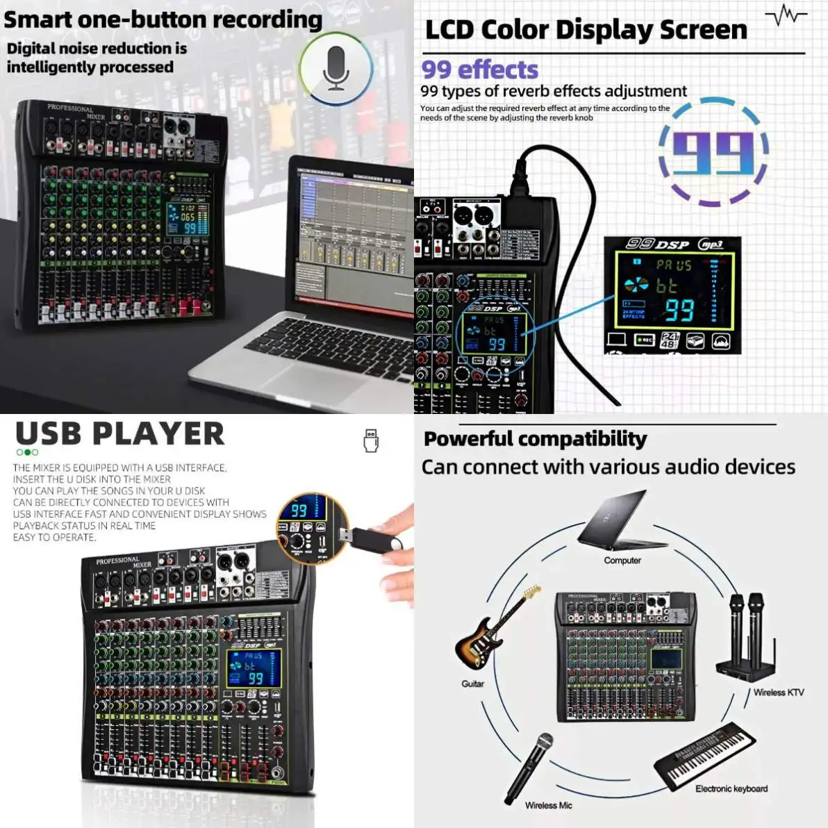 전문가용 32채널 디지털 믹서 CE 인증 24채널 오디오 믹서
