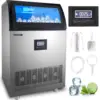 Commercial Ice Maker Machine 200LBS/24H, 710W Stainless Steel Ice Machine with 55LBS Storage Capacity, 90 Ice Cubes Ready 1