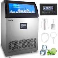 Commercial Ice Maker Machine 200LBS/24H, 710W Stainless Steel Ice Machine with 55LBS Storage Capacity, 90 Ice Cubes Ready 1