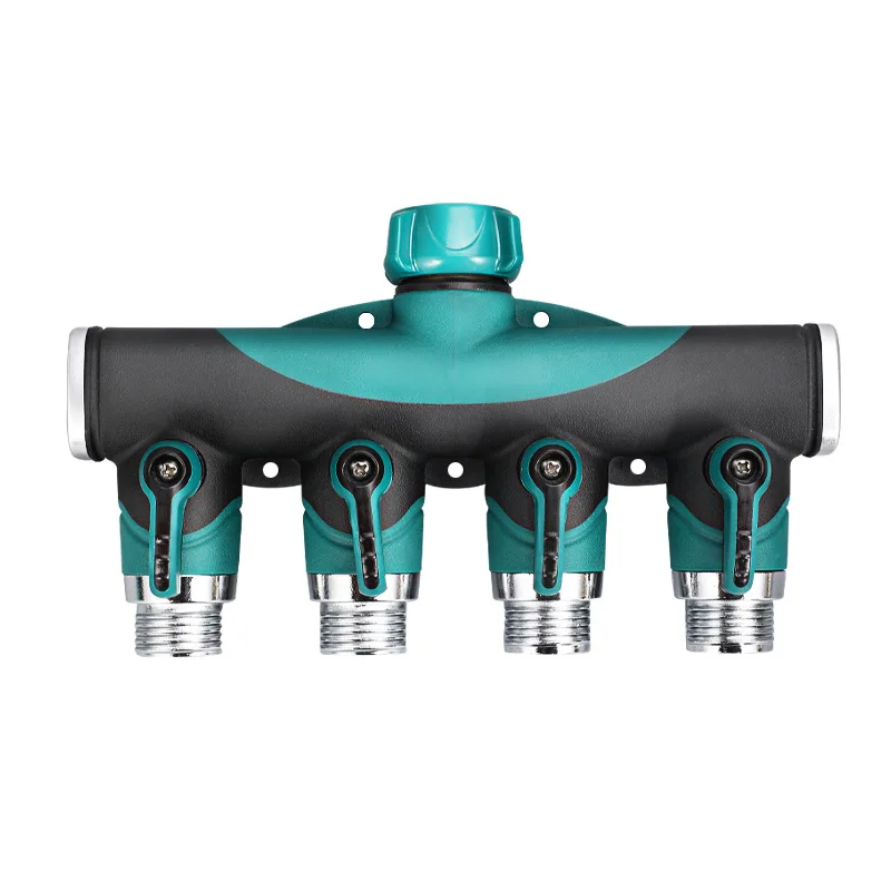 

American External Tooth Pattern Metal Four-way Water Distribution Controller Garden Lawn Watering Four-way Valve