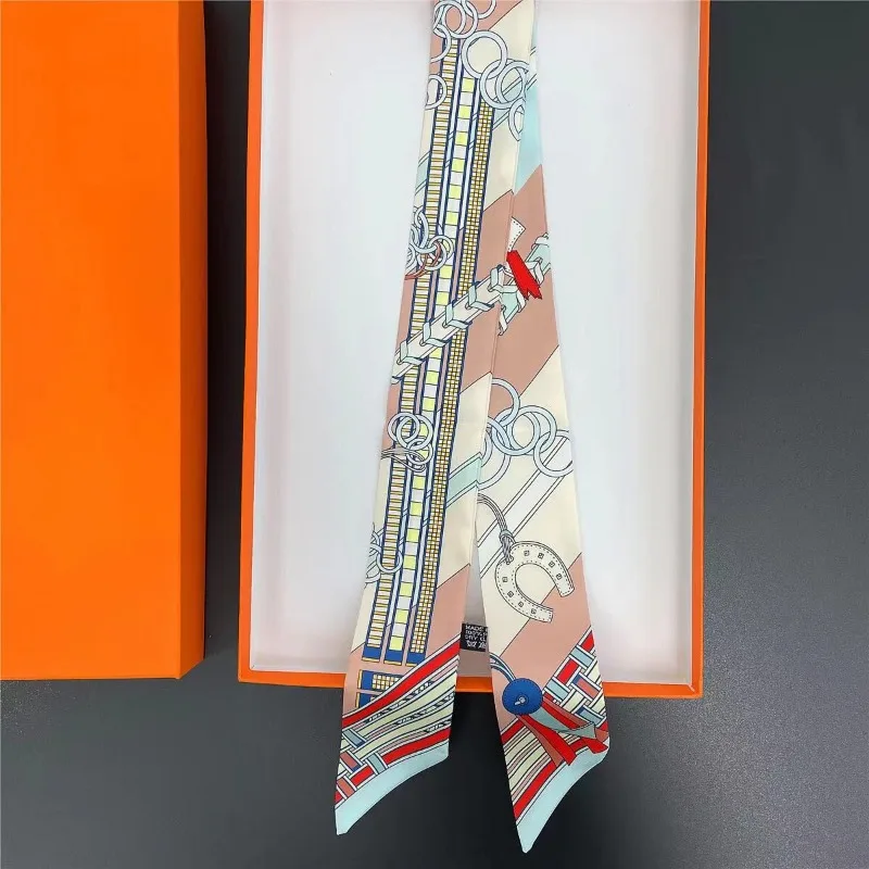Hair Tie Band For Women Belt Lock Chain Elegant Skinny Head Neck Silk Satin Small Bag Decoration Ribbon Scarf 2