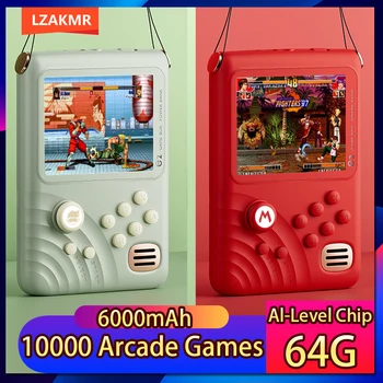 레트로 휴대용 레트로 E2 소프트라이트 아이 케어 스크린 40000 + 게임 아케이드, 알 레벨 6000mAh 배터리 콘솔, FC SFC MD GBA용, 64G, 신제품