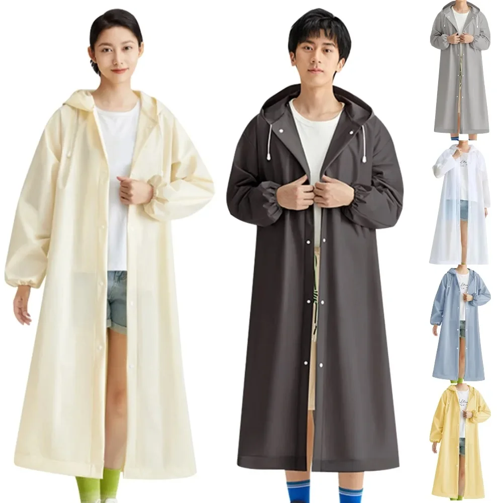 Raincoat for Outdoor Travel Hiking Camping Unisex Thickened Waterproof Clothing Long Hooded Rainwear Men Women Adults Raincoat