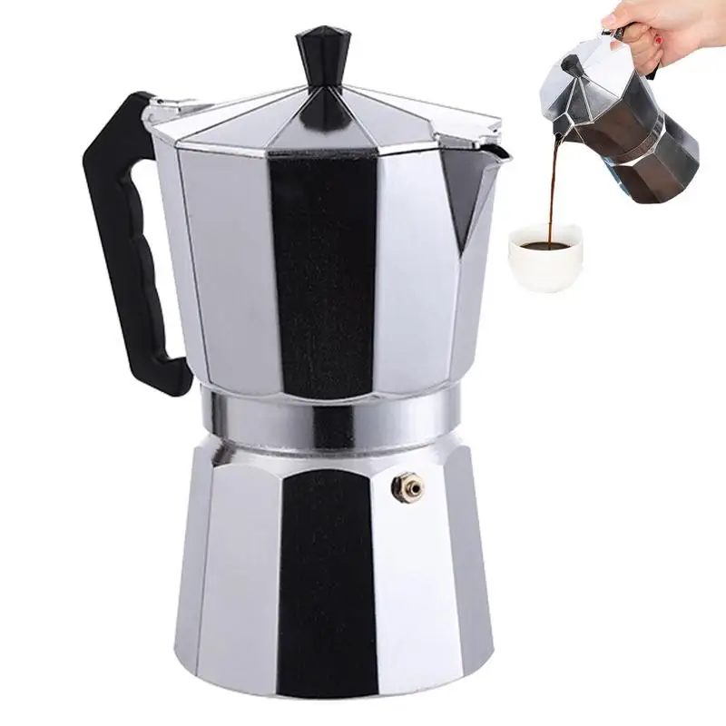 Easyworkz Diego Stovetop Espresso Maker Stainless Steel Italian Coffee Machine Maker 4cup 6.8 oz Induction Moka Pot