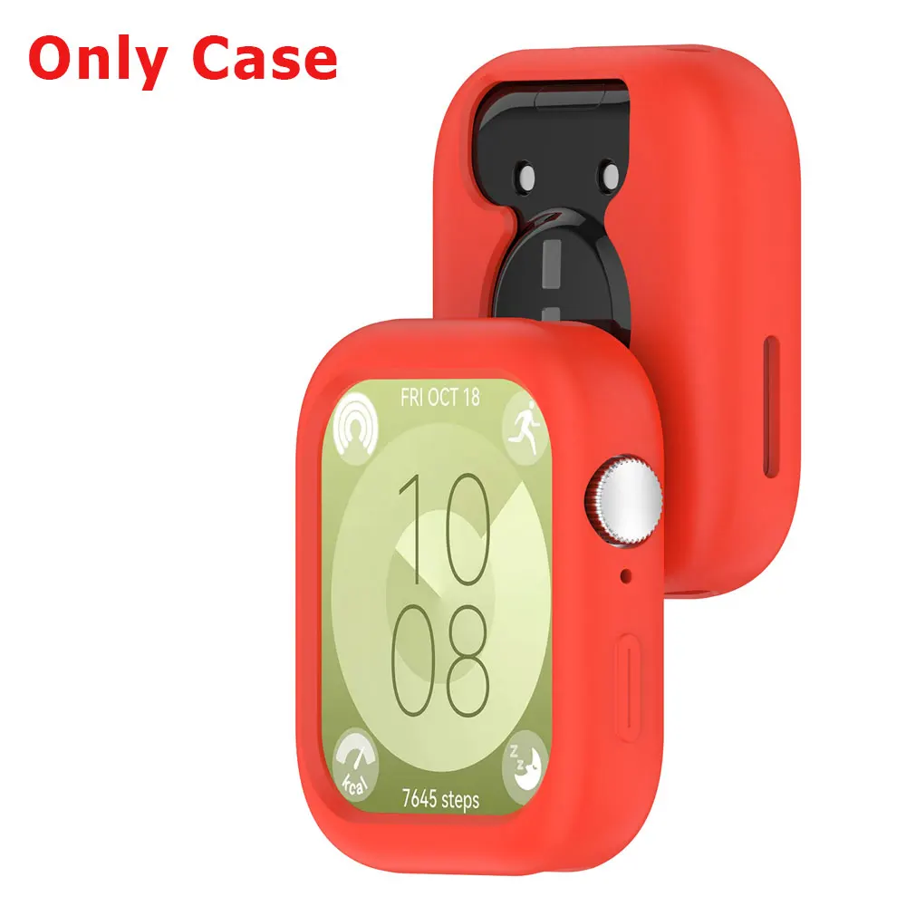Silicone Watch Strap with Protective Case for Huawei Watch Fit 3: All-In-One Band and Screen Protector Combo