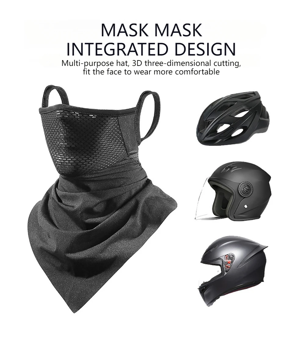 Maschera da ciclismo LOOGDEEL Protezione solare Ice Silk Traspirante Copricapo Collo Pesca Sciarpa triangolare Viso Orecchie UV_voghion.com