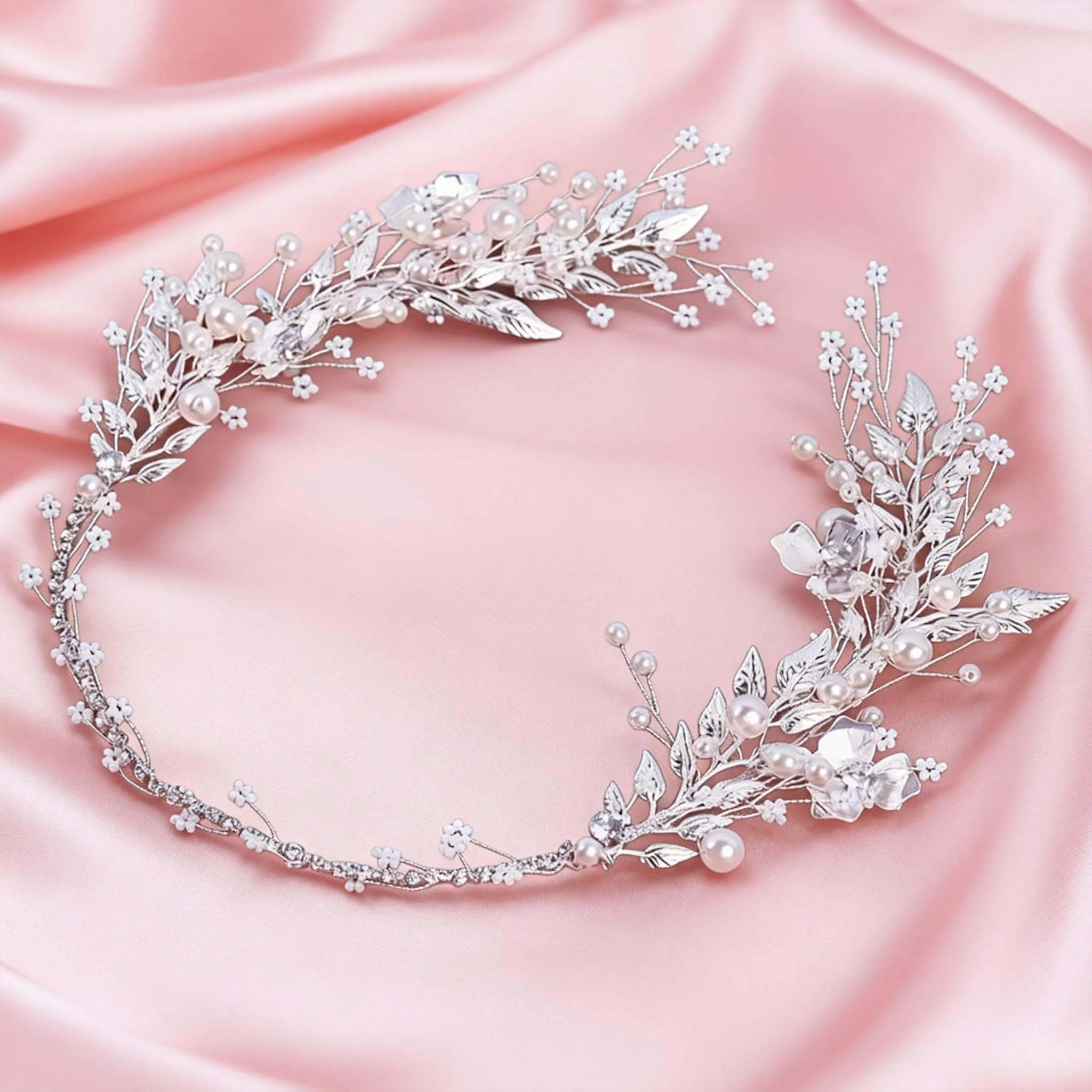 1 fascia per capelli da sposa in lega semplice con strass e perle finte, adatta per matrimoni, feste e abiti da ballo - immagine 4
