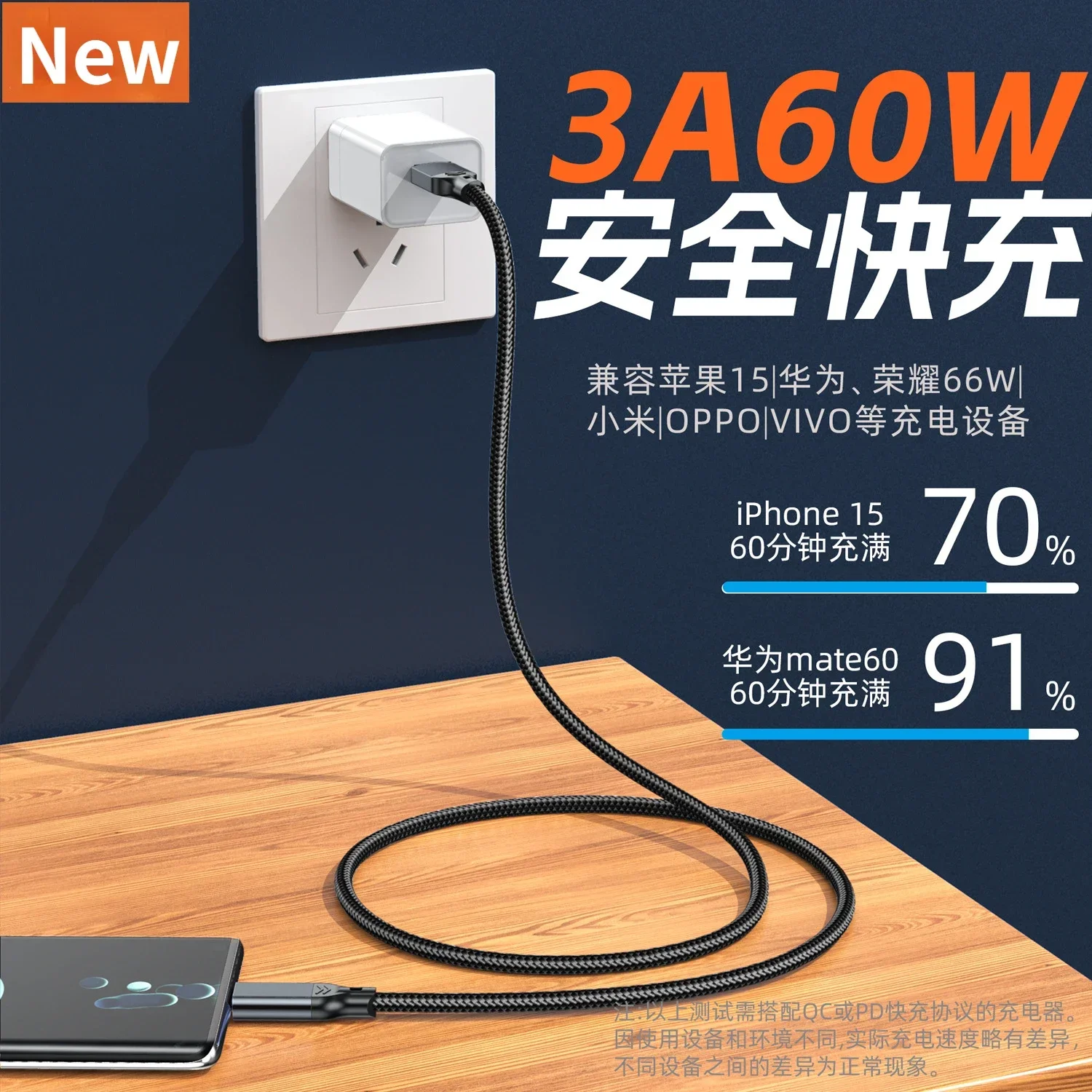 PD60W Fast Charging Cable USB Type C Wire USB3.2 20cm 50cm 1m 2m 10Gbps Data Cord USB 3.2 Type-C Cable for SSD Hard Disk Carplay
