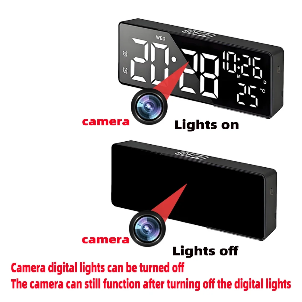 Mini videocamera 4K HD, supporta la visualizzazione remota, il rilevamento del movimento, le luci digitali possono essere spente, sveglia con suoneria_voghion.com