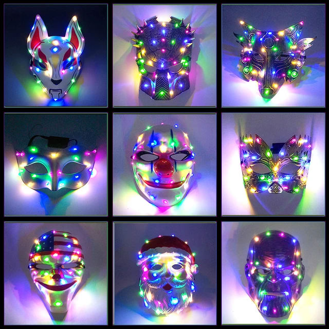 Cool Halloween Glow Up Mask LED Lighting Half Face Mask: The Perfect Novelty Gift for Neon Luminous Parties