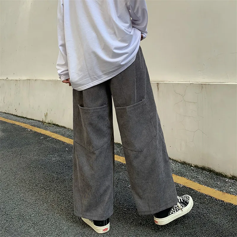 

2024 Men Long Pants Autumn and Winter Mens Casual Solid Color Sweatpants Soft Sports Corduroy Pants Jogging Trousers A04