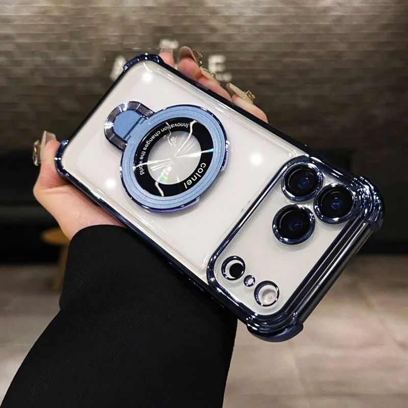 Clear Magnetic Shockproof Phone Case with Holder Bracket