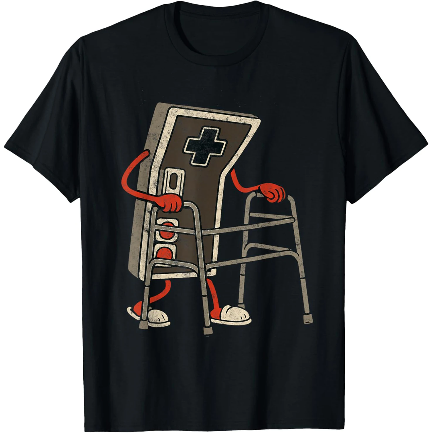 Retro-Videospiel-Controller mit Walker Lustiges Gamer-Gaming-T-Shirt Modisches Baumwoll-Kurzarm-Oversize-T-Shirt