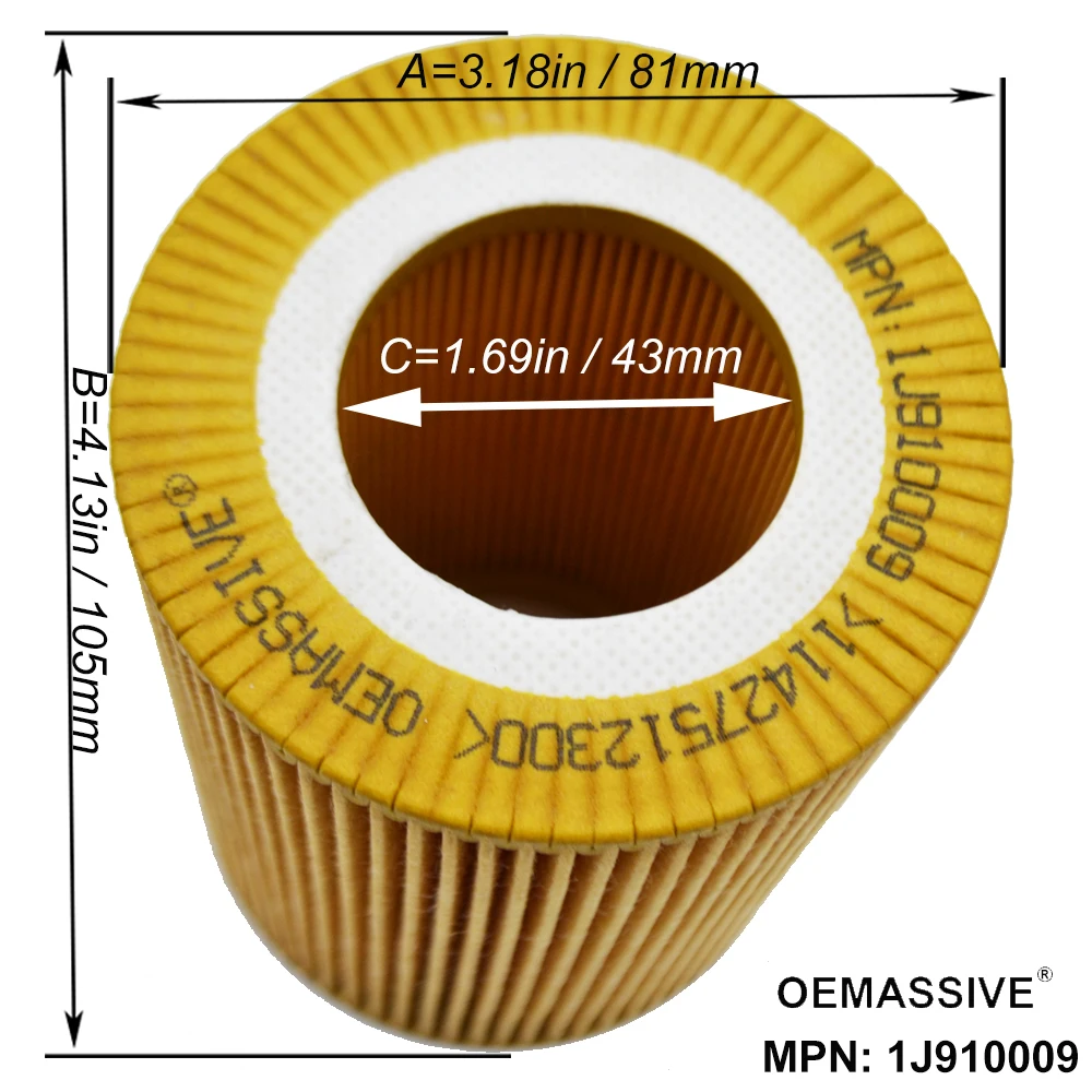 Set Of 3, 11427512300 Oil Filters For Alpina LR2 BMW 323Ci 323is 325xi 328i 525i 528i 728i 728i,iL X3 X5 Z4 E36 E38 E53 E61 E65
