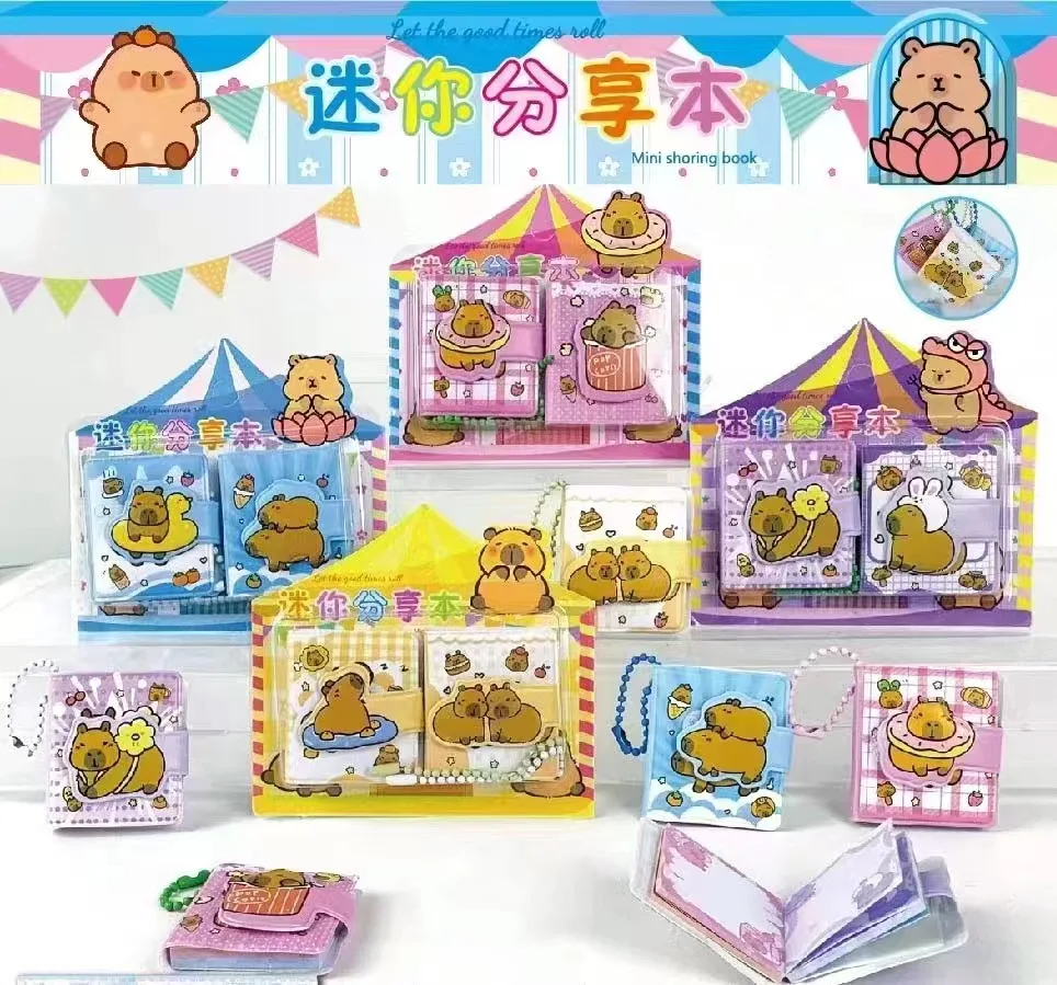 4 styles Capybara Anime Mini Notebook Set Cartoon Portable Hand Account Book Kids School Stationery Birthday Gif