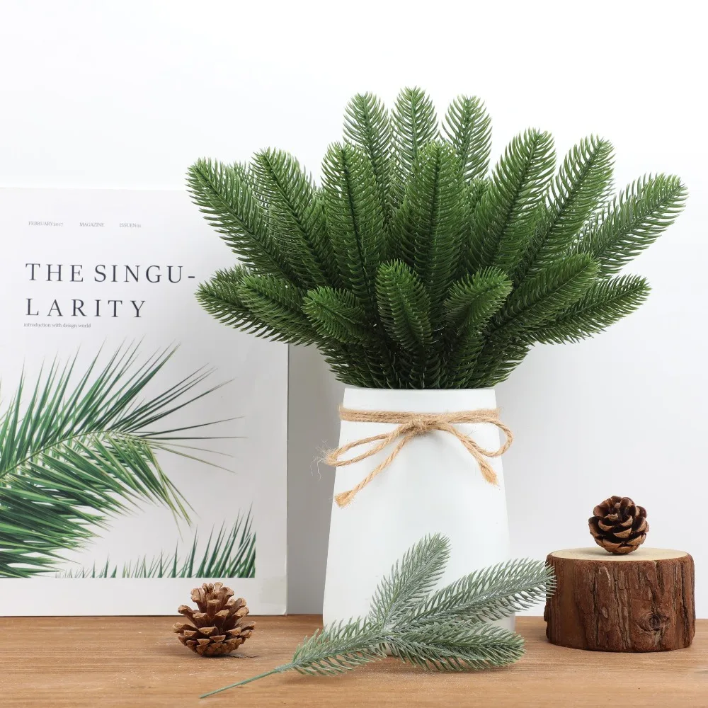 Christmas tree decoration 24pcs artificial pine branches for Christmas wreath party